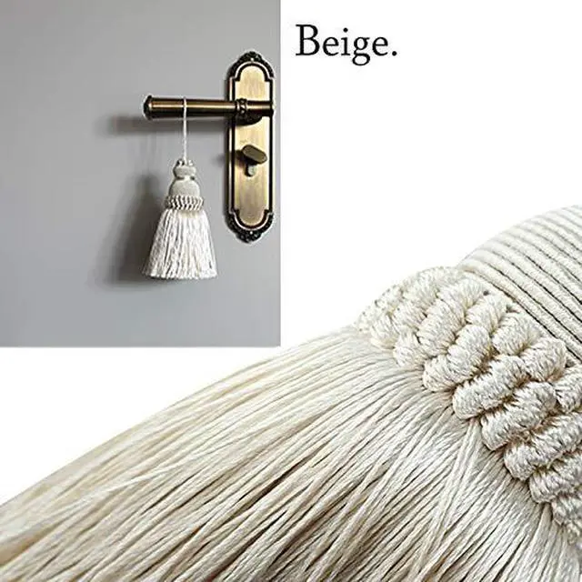 Alt view image 3 of 6 - 2Pcs Colorful Tassel Key Tassels DIY Accessories(Khaki) | 9.5 Inch Tassels for Crafts,Door Tassel for Knobs,Elegant Tassels for Curtain and Home Decoration,Large Decorative Tassels