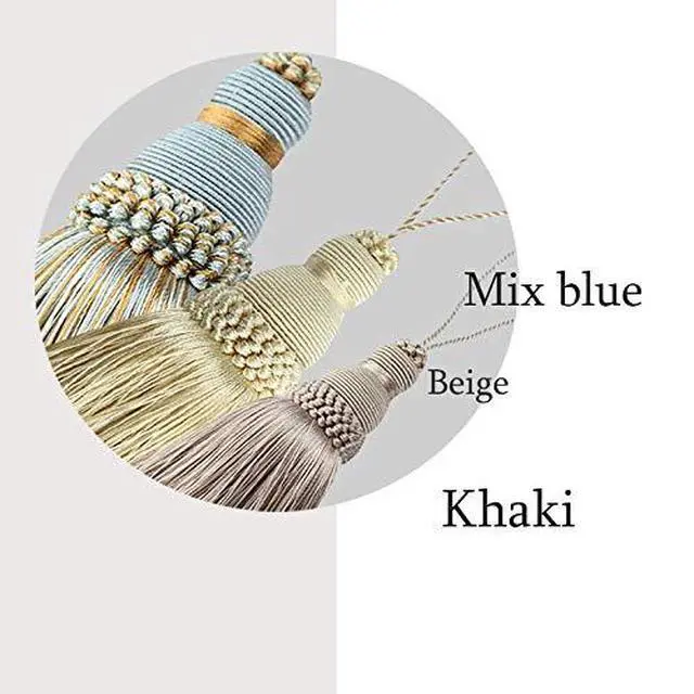 Alt view image 5 of 6 - 2Pcs Colorful Tassel Key Tassels DIY Accessories(Khaki) | 9.5 Inch Tassels for Crafts,Door Tassel for Knobs,Elegant Tassels for Curtain and Home Decoration,Large Decorative Tassels