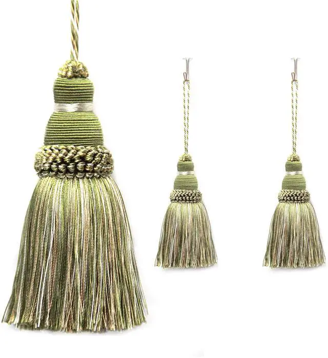 Main image of 2Pcs Colorful Tassel Key Tassels DIY Accessories(Mix Green) | 9.5 Inch Tassels for Crafts,Door Tassel for Knobs,Elegant Tassels for Curtain and Home Decoration,Large Decorative Tassels