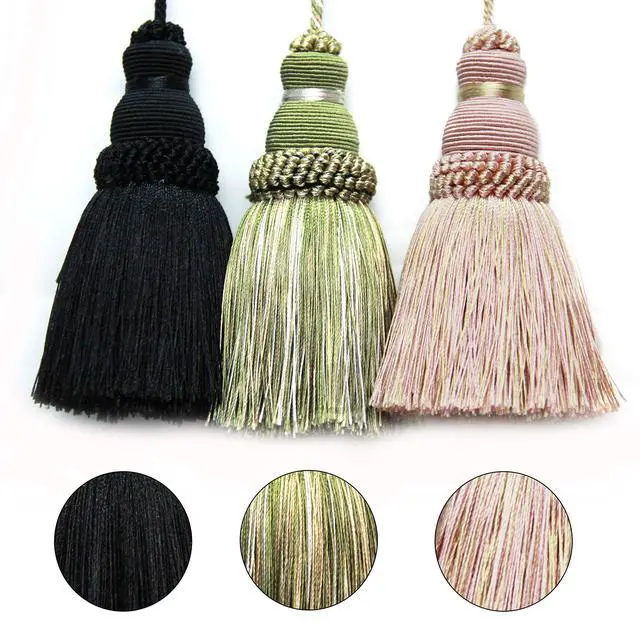 Alt view image 7 of 7 - 2Pcs Colorful Tassel Key Tassels DIY Accessories(Mix Green) | 9.5 Inch Tassels for Crafts,Door Tassel for Knobs,Elegant Tassels for Curtain and Home Decoration,Large Decorative Tassels