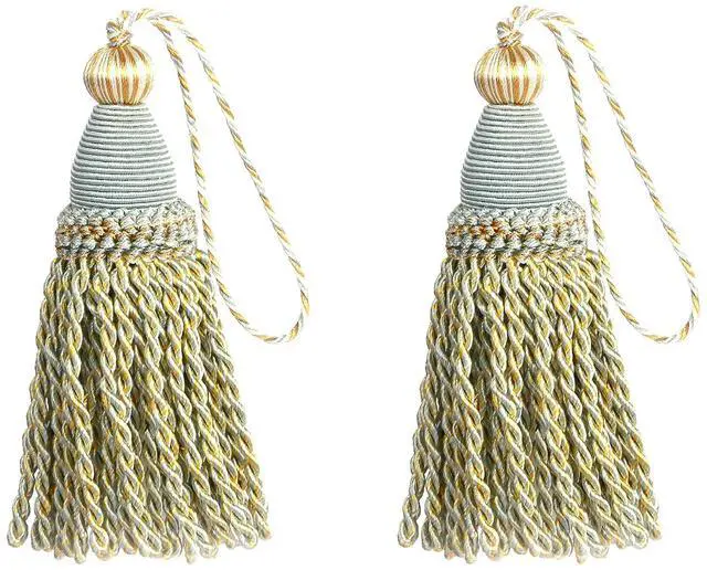 Main image of 2 Pack Tassels with Loops, DIY Decorative Tassel,Mix Blue | Twisted Tassel, Key Tassel for Antique Keys, Door Knobs and Furniture
