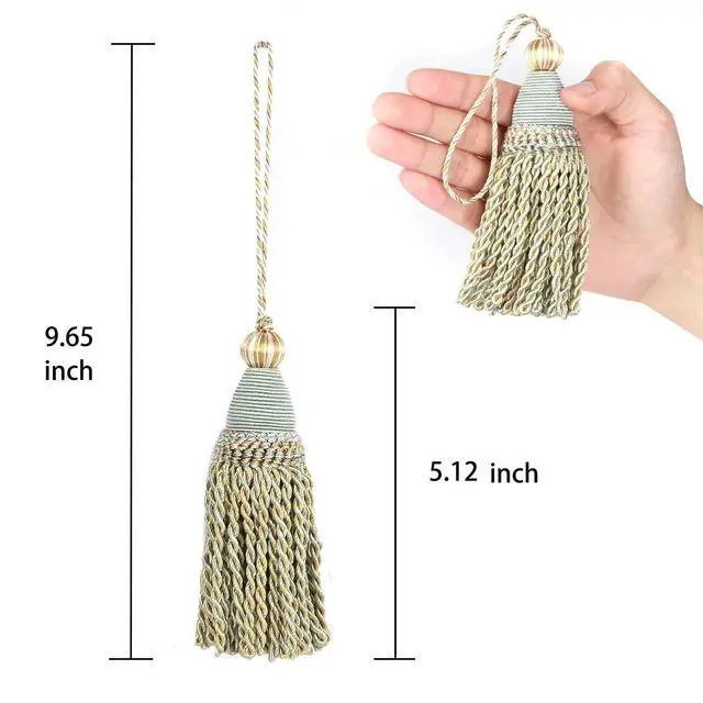 Alt view image 2 of 3 - 2 Pack Tassels with Loops, DIY Decorative Tassel,Mix Blue | Twisted Tassel, Key Tassel for Antique Keys, Door Knobs and Furniture