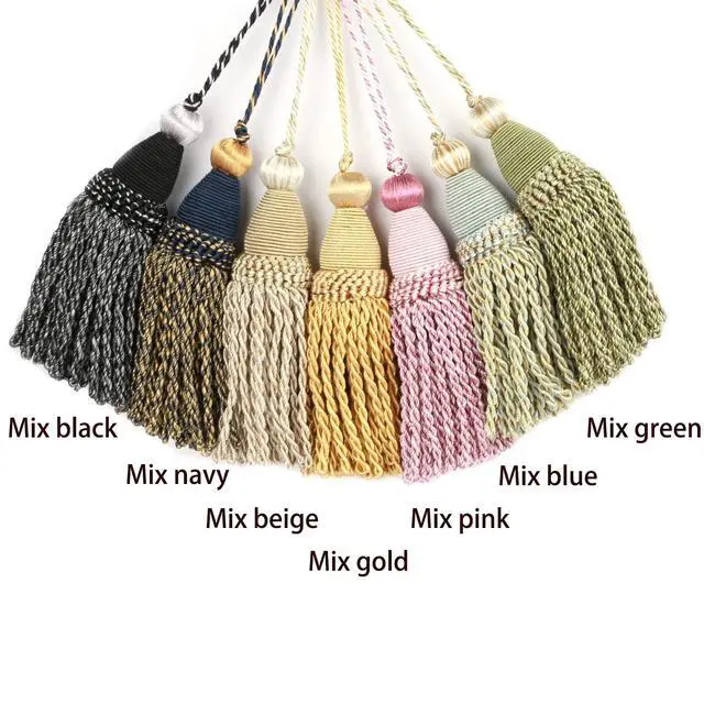 Alt view image 3 of 3 - 2 Pack Tassels with Loops, DIY Decorative Tassel,Mix Blue | Twisted Tassel, Key Tassel for Antique Keys, Door Knobs and Furniture