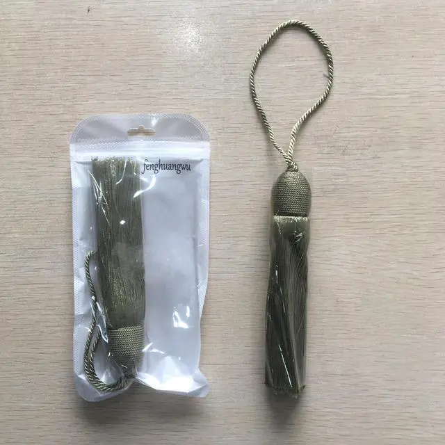 Alt view image 5 of 6 - 2Pcs Key Tassel with Loop DIY Handmade Craft Accessories,Green | Tassels for Crafts,Elegant Door Tassel,Large Decorative Tassels,Door Tassels for Knobs,Curtain and Home Decoration,Green