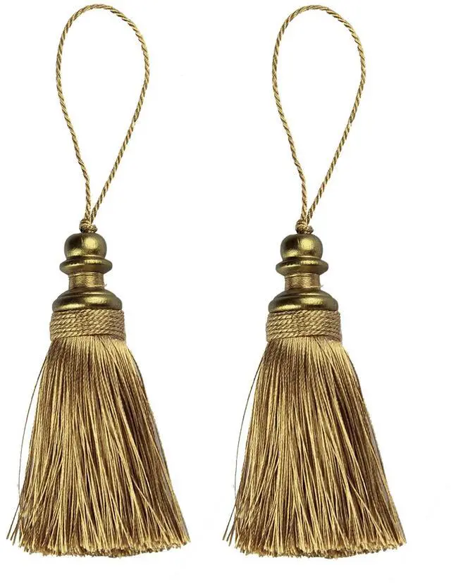 Main image of 2 Pack Tassel Key Tassel with Loops for Home Decoration | DIY Decorative Tassel Accessories for Home, Door and Furniture Ornament Decoration Projects, Gold