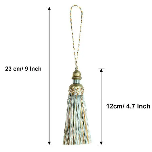 Alt view image 2 of 7 - 2 Pack Tassel Key Tassel with Loops for Home Decoration | DIY Decorative Tassel Accessories for Home, Door and Furniture Ornament Decoration Projects, Mix Blue