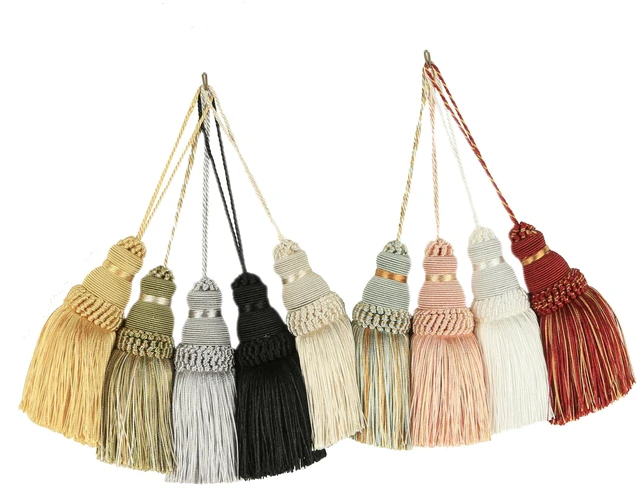 Alt view image 6 of 6 - Tassels 2 Pcs Key Tassel with Loops Handmade Craft Charms | Mix Pink, DIY Accessories, Elegant, Soft Making Curtain Home Decoration