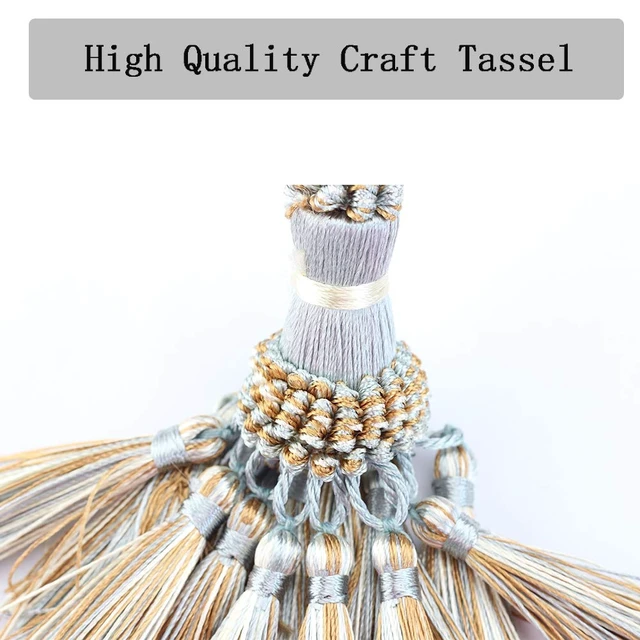 Alt view image 3 of 7 - Key Tassel 4 Pack Blue Handmade Craft Tassels Charms | Elegant Polyester Tassels, for Key Chain, Straps, DIY Accessories, Home Decoration