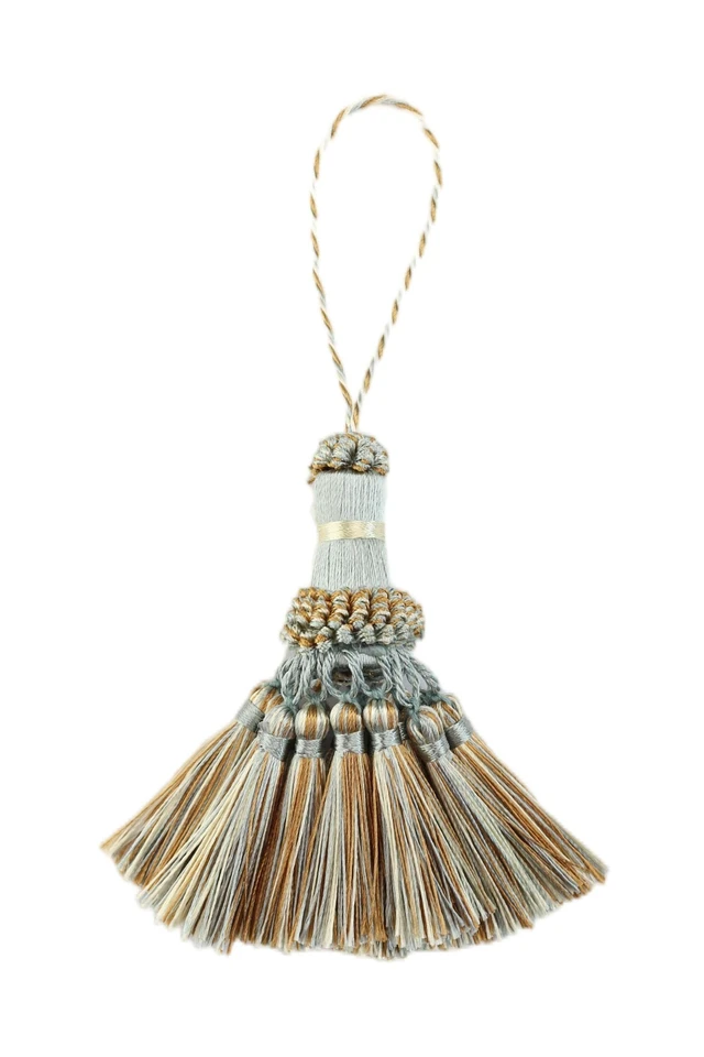 Alt view image 2 of 7 - Key Tassel 4 Pack Blue Handmade Craft Tassels Charms | Elegant Polyester Tassels, for Key Chain, Straps, DIY Accessories, Home Decoration