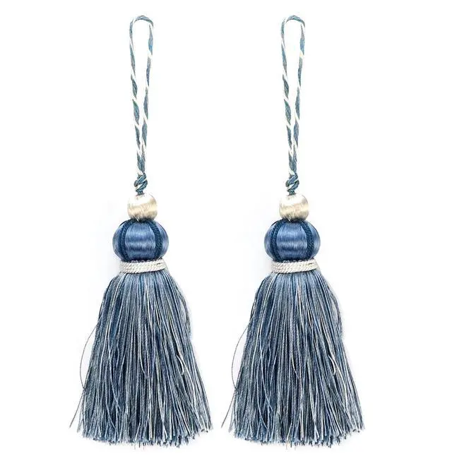 Main image of Tassel Key Tassel with Loops for Curtain Decoration,2Pcs | Polyester Key Tassels for Key Chain Straps DIY Accessories,Handmade