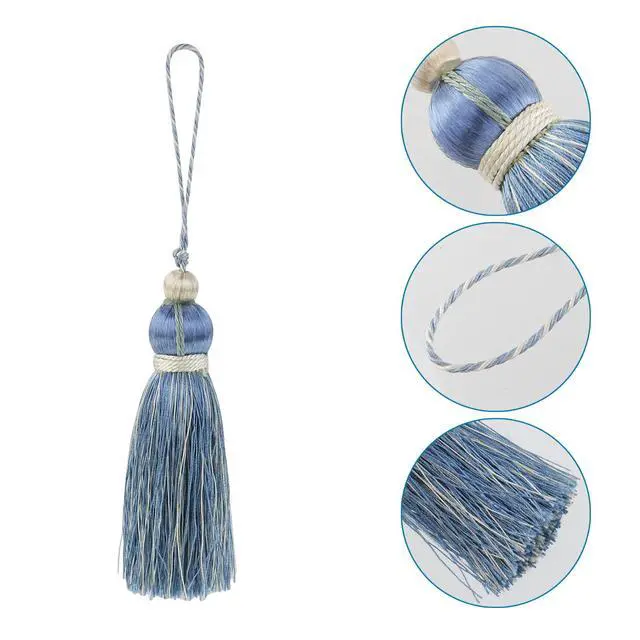 Alt view image 3 of 7 - Tassel Key Tassel with Loops for Curtain Decoration,2Pcs | Polyester Key Tassels for Key Chain Straps DIY Accessories,Handmade