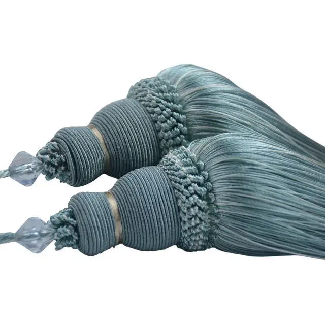 Alt view image 5 of 7 - 2Pcs 9.2 Inch Curtain Tassel Tiebacks for Cabinets, Door Knobs(Haze Blue) | Silky Fringe Terylene Pendant, for Antique Furniture, Home Decoration, Curtain Tiebacks and Doors