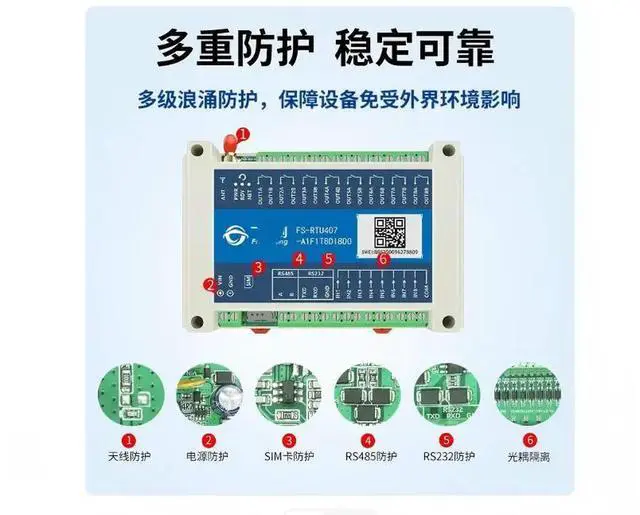 Alt view image 2 of 6 - 4G IoT LTE Relay RS485/232 16-Channel IO Control Switch Input/Output FS-RTU407