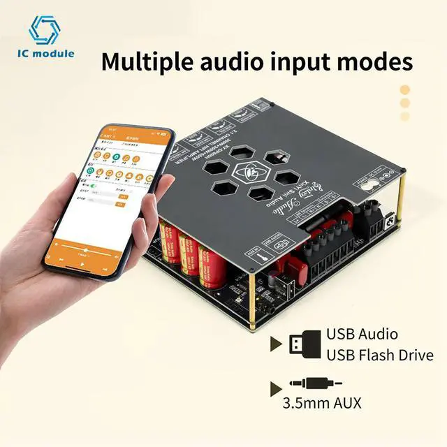 Alt view image 2 of 3 - TPA3255 Amplifier XY-DP600H High Power Audio Amplifier Board 300W*2+600W Bass Output with Bluetooth for DIY Home Theater