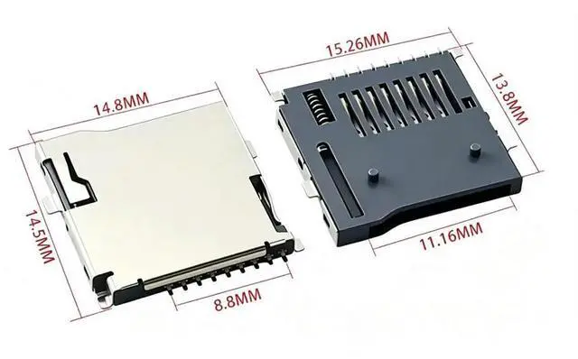 Main image of 10pcs 9Pin Micro SD Card Slot Connectors, Size 14*15mm TF Card Deck, Fit For Phone, Tablet, Vehicle Navigation The pop-up