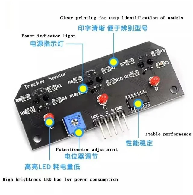 Alt view image 5 of 6 - CTRT5000 3-channel Tracking Module Line Robot Accessories 5V ligent Module 3-channel