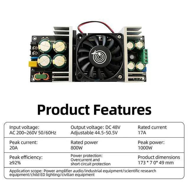 Alt view image 6 of 6 - No Humming LLC Isolated AC DC Power Supply 48V 17A 800W Overcurrent Short Protection EMC Optimized For Audio LED