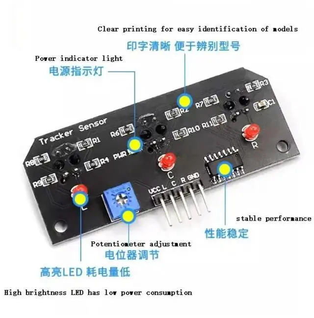 Alt view image 2 of 6 - CTRT5000 3-channel Tracking Module Line Robot Accessories 5V ligent Module 3-channel