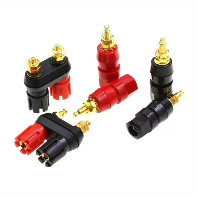 Alt view image 2 of 3 - Gold-Plated Banana Plug Socket Amplifier Speaker Crystal Binding Post Terminal Electronic Components