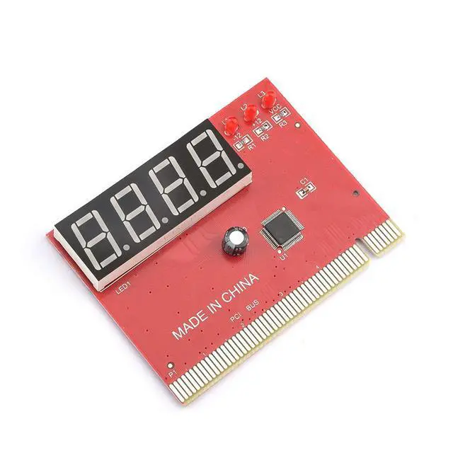 Alt view image 2 of 3 - 4 Digital PCI Card PC Analyzer Diagnostic Motherboard POST Test Red LED Motherboard Tester