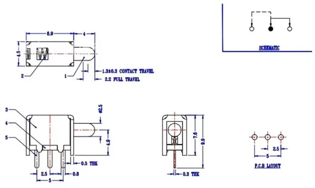 Alt view image 2 of 3 - 50pcs/lot PS-12D33 3-Pin Reset Switch Button Non-Fixed Foot Non-Locking Switch with Straight Key Electronic Components