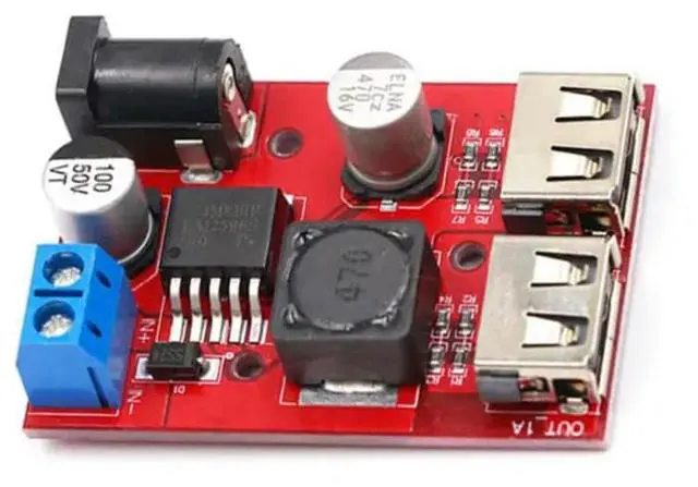 Alt view image 2 of 3 - 5pcs/lot LM2596 Dual USB DC-DC 9V 12V 24V 36V to 5V 3A Step Down Buck Converter Board Car Charger Power Supply Module HW-412