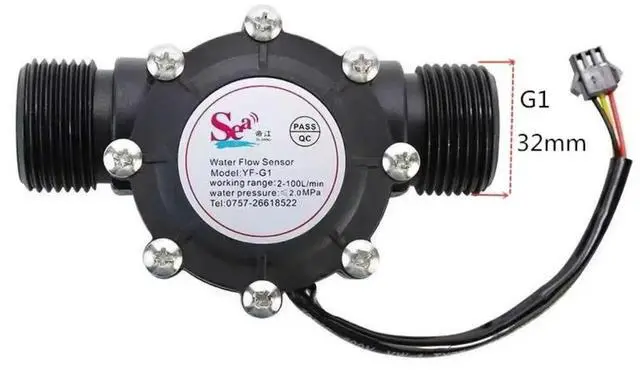 Alt view image 3 of 3 - 1-Inch Tube Industrial Water Sensor Pulse G1 Flowmeter with Hall for Pool Liquid Flow Sensor for Measuring Water Flow