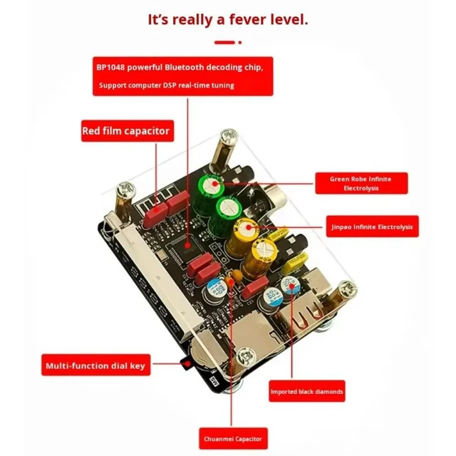 Alt view image 2 of 3 - ZK-DAM-K1 DC5V Preamp DSP Tuning for Bluetooth USB Sound Card Coaxial TF Decoder Board with TYPE-C Interface Electronic Module