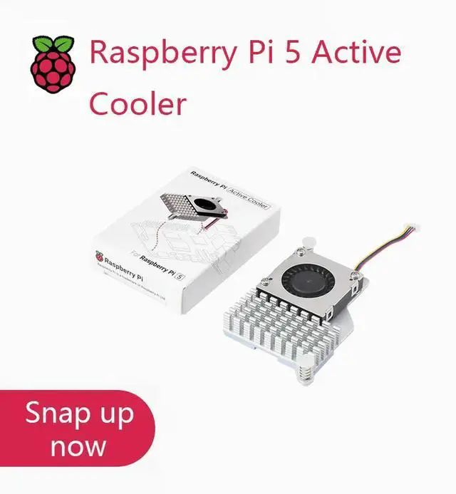 Main image of Official Raspberry Pi Active Cooler for Raspberry Pi 5, Temperature-controlled Blower Fan, Aluminium Heatsink, With Thermal Tape
