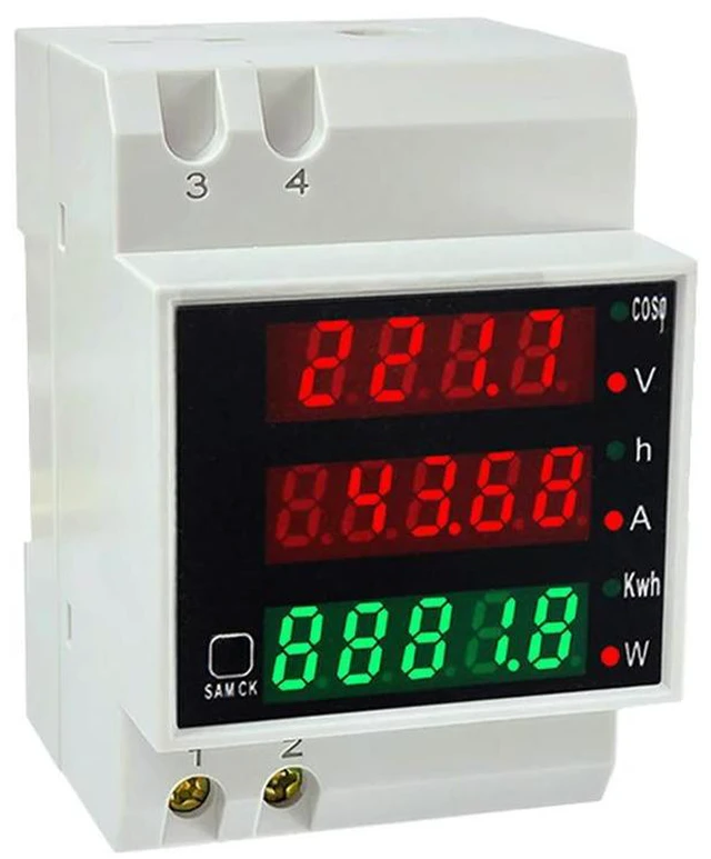 Main image of D52-2047 Din-Rail Type Digital AC Voltmeter Ammeter Power Meter 80-300V 100A