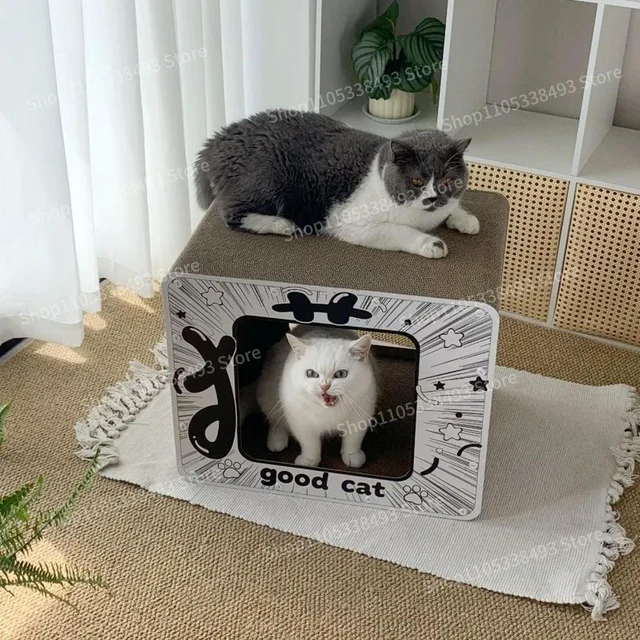 Alt view image 3 of 3 - For Cat Scratching Board Double-layer Corrugated Paper, Scratch-resistant, Plus-size Tunnel Semi-enclosed Cat