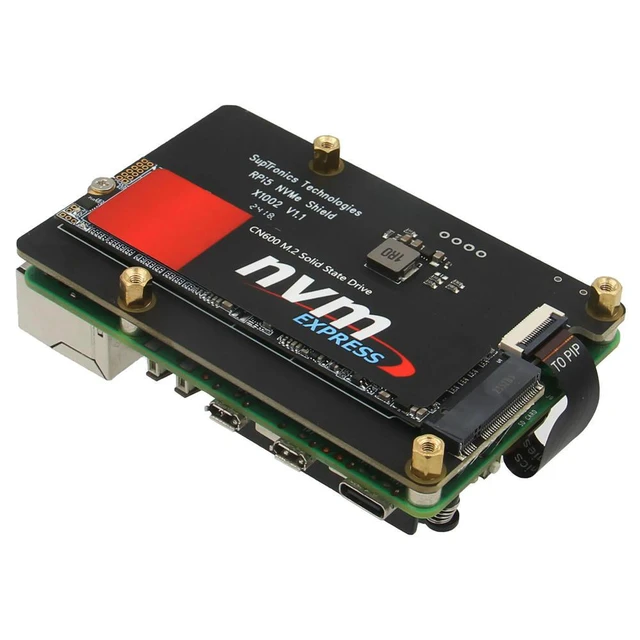 Alt view image 2 of 3 - PCIe M.2 NVMe SSD Board - Geekworm X1002 for Raspberry Pi 5