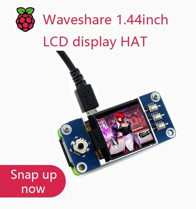 Main image of Waveshare 1.44inch LCD display HAT for Raspberry Pi 2B/3B/3B+/Zero/Zero W,128x128 pixels,SPI interface,ST7735S driver