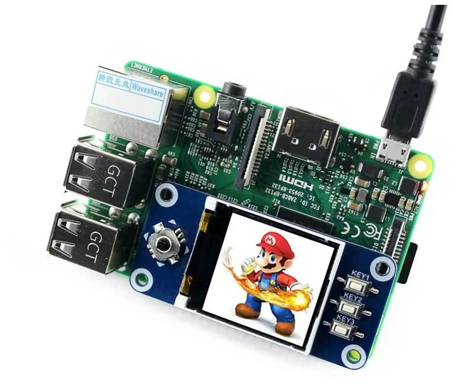 Alt view image 3 of 3 - Waveshare 1.44inch LCD display HAT for Raspberry Pi 2B/3B/3B+/Zero/Zero W,128x128 pixels,SPI interface,ST7735S driver