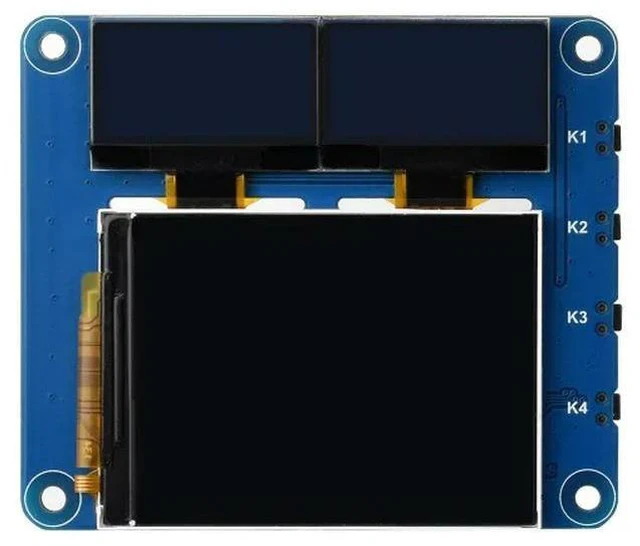 Main image of Waveshare OLED/LCD HAT (A),Raspberry Pi,Onboard 2inch IPS LCD Main Screen and Dual 0.96inch Blue OLED Secondary Screens