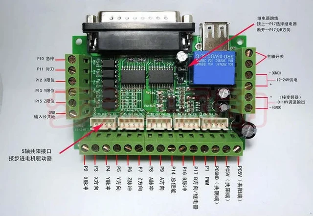 Main image of MACH3 Engraving Machine Interface Board 5-axis Stepper Motor Driver Cnc Interface Board with Optocoupler Isolation