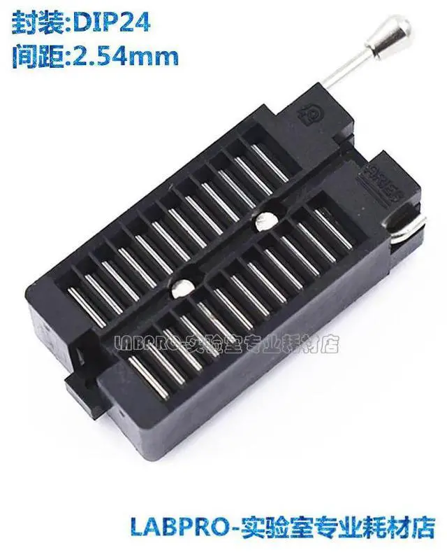 Main image of Locking Seat DIP24 Burner Ic Locking Programming Socket Test Holder Taiwan Production Pitch 2.54MM Round Pin