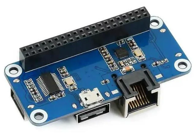 Alt view image 2 of 3 - Ethernet / USB HUB HAT for Raspberry Pi, 1x RJ45, 3x USB