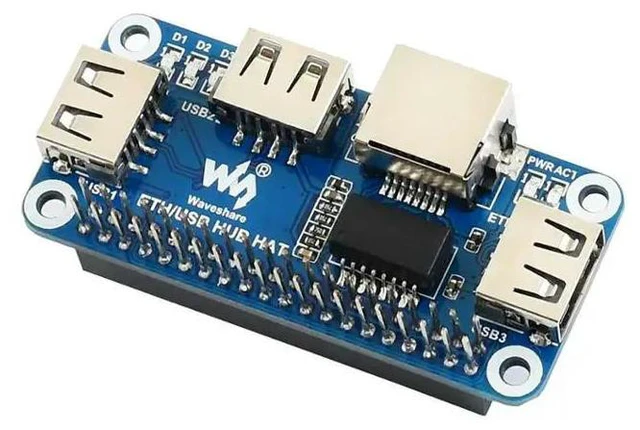 Alt view image 3 of 3 - Ethernet / USB HUB HAT for Raspberry Pi, 1x RJ45, 3x USB