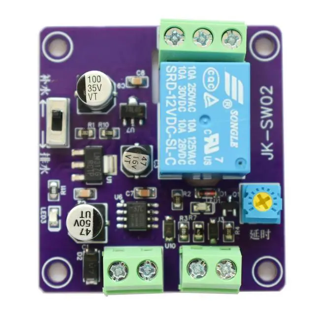 Alt view image 2 of 3 - Single-channel Single-liquid Level Probe Float Switch Liquid Level Control Delay Adjustable Water Level Control Relay Circuit