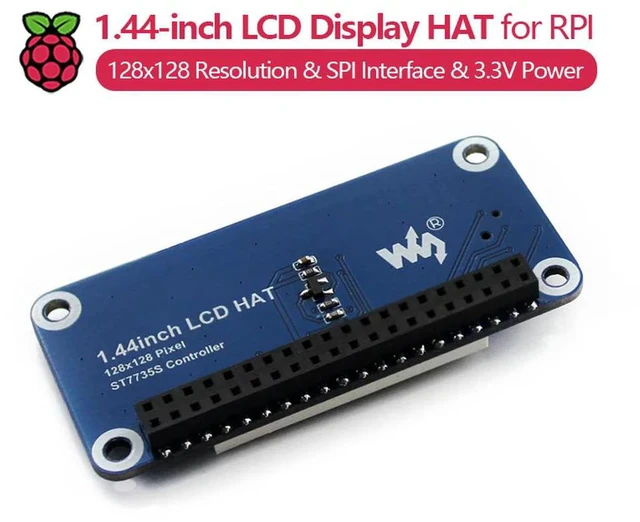 Alt view image 3 of 3 - Raspberry Pi 1.44-inch LCD Display HAT, 128x128 resolution, built-in controller, SPI interface, 3.3V power.