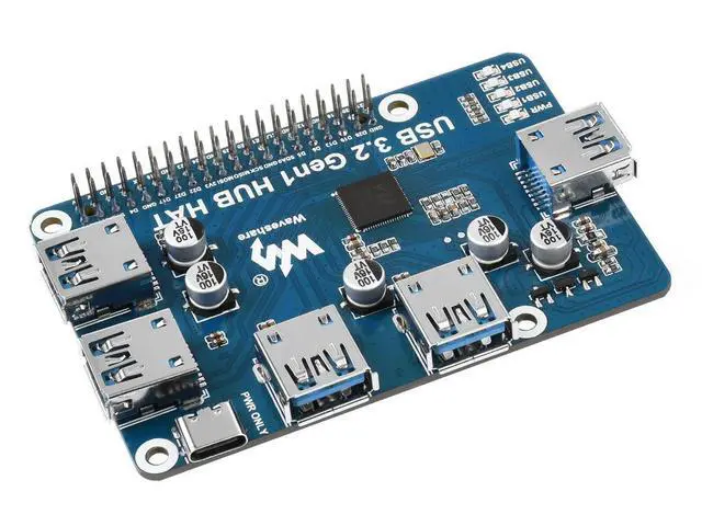 Alt view image 3 of 3 - Waveshare USB 3.2 Gen1 HUB HAT For Raspberry Pi, 4x USB 3.2 Gen1 Ports, Driver-Free