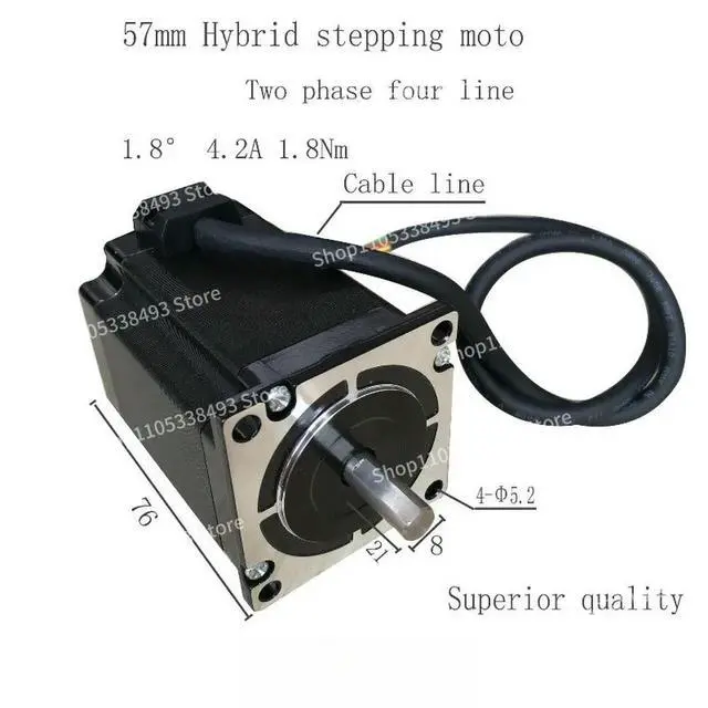 Alt view image 2 of 3 - For 57BYGH76 Stepper Motor 1.8 Degree 4.2A 1.8Nm 57 Stepper Motor Nema23 Stepper Motor