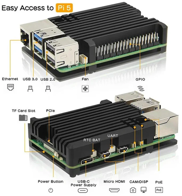 Alt view image 2 of 3 - Raspberry Pi 5 Case | Passive Cooling| Aluminum Alloy Armor Shell Enclosure for Pi 5
