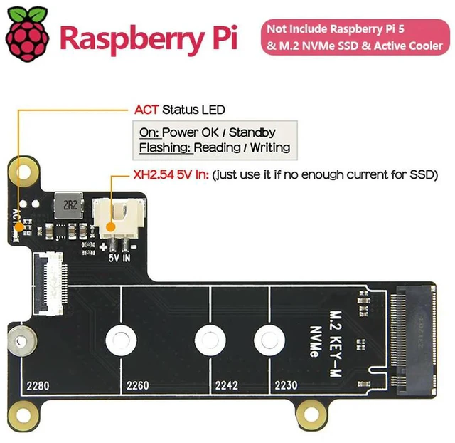 Alt view image 3 of 3 - Geekworm X1001 V1.1 pcie M.2 NVMe SSD 2280 PIP PCIe Peripheral Board Shield for Raspberry Pi 5