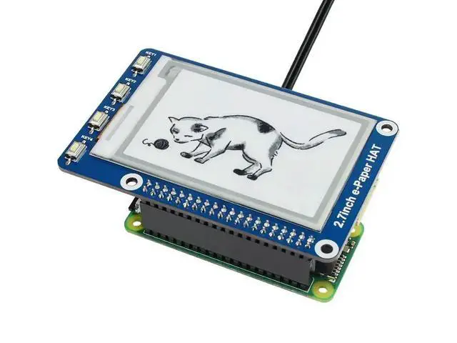 Alt view image 3 of 3 - Waveshare 2.7''e-paper,264x176,2.7inch E-Ink display HAT for Raspberry Pi 2B/3B/Zero/Zero W,Color:Black,White,SPI Interface