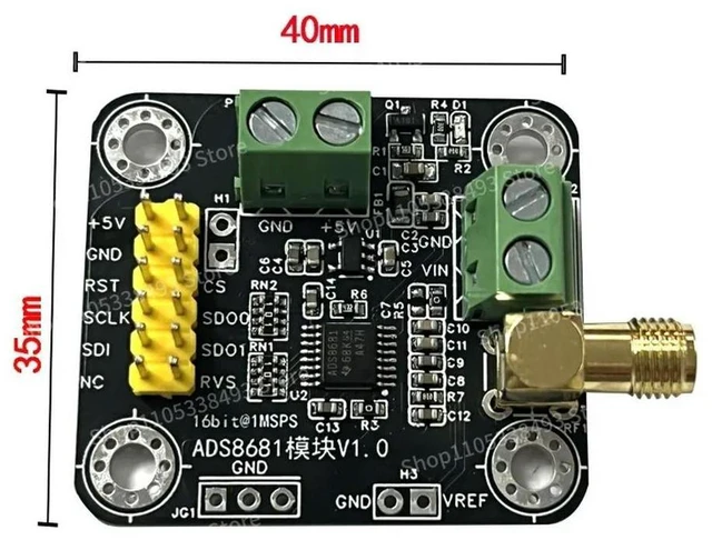 Alt view image 2 of 3 - For ADS8681 Module, Analog-to-digital Converter 16-bit ADC Data Collection Sampling Rate 1MSPS Support Single and Double Stage