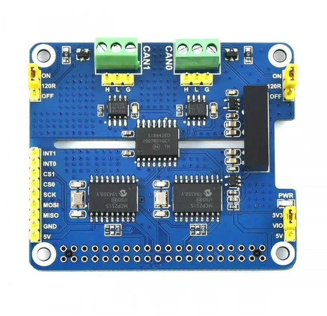 Alt view image 2 of 3 - Waveshare 2-CH CAN HAT 2-Channel Isolated CAN Expansion HAT, Dual Chips Solution Multi Onboard Protection