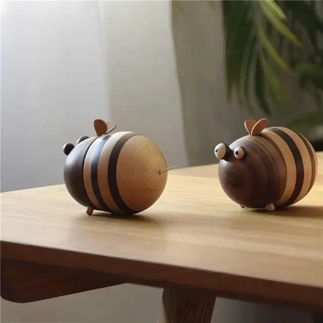 Alt view image 2 of 3 - Little Bee Toothpick Box, Creative Toothpick Holder, High-end Wooden in Living Room and Dining Room, Cute Toothpick Jar.