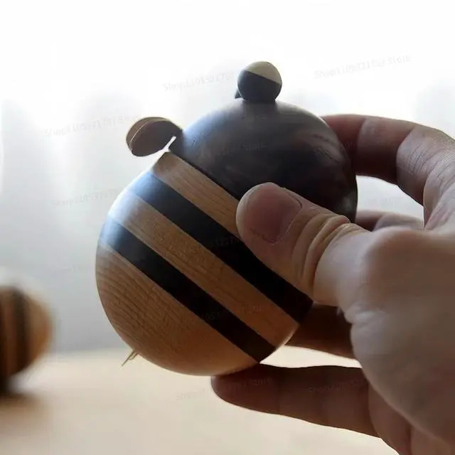 Alt view image 3 of 3 - Little Bee Toothpick Box, Creative Toothpick Holder, High-end Wooden in Living Room and Dining Room, Cute Toothpick Jar.